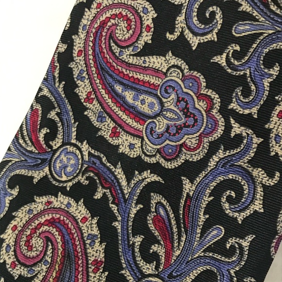 Pink Purple Silk Paisley Tie with Gray & Black - Picture 2 of 13
